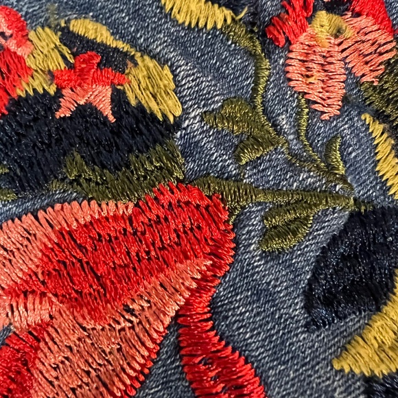 Woman Within Blue Straight Leg Jeans with Floral Embroidery - Picture 8 of 11